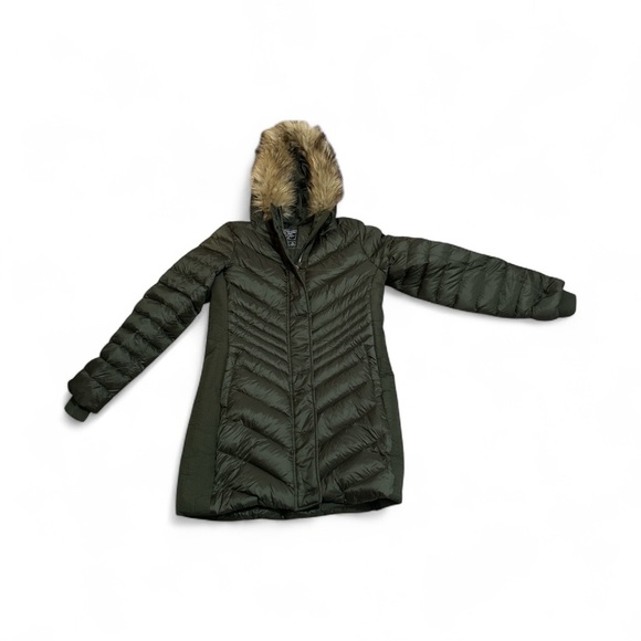 Abercrombie & Fitch 1892 Down Filled Quilted Faux Fur Hooded Parka Puffer - Picture 3 of 10